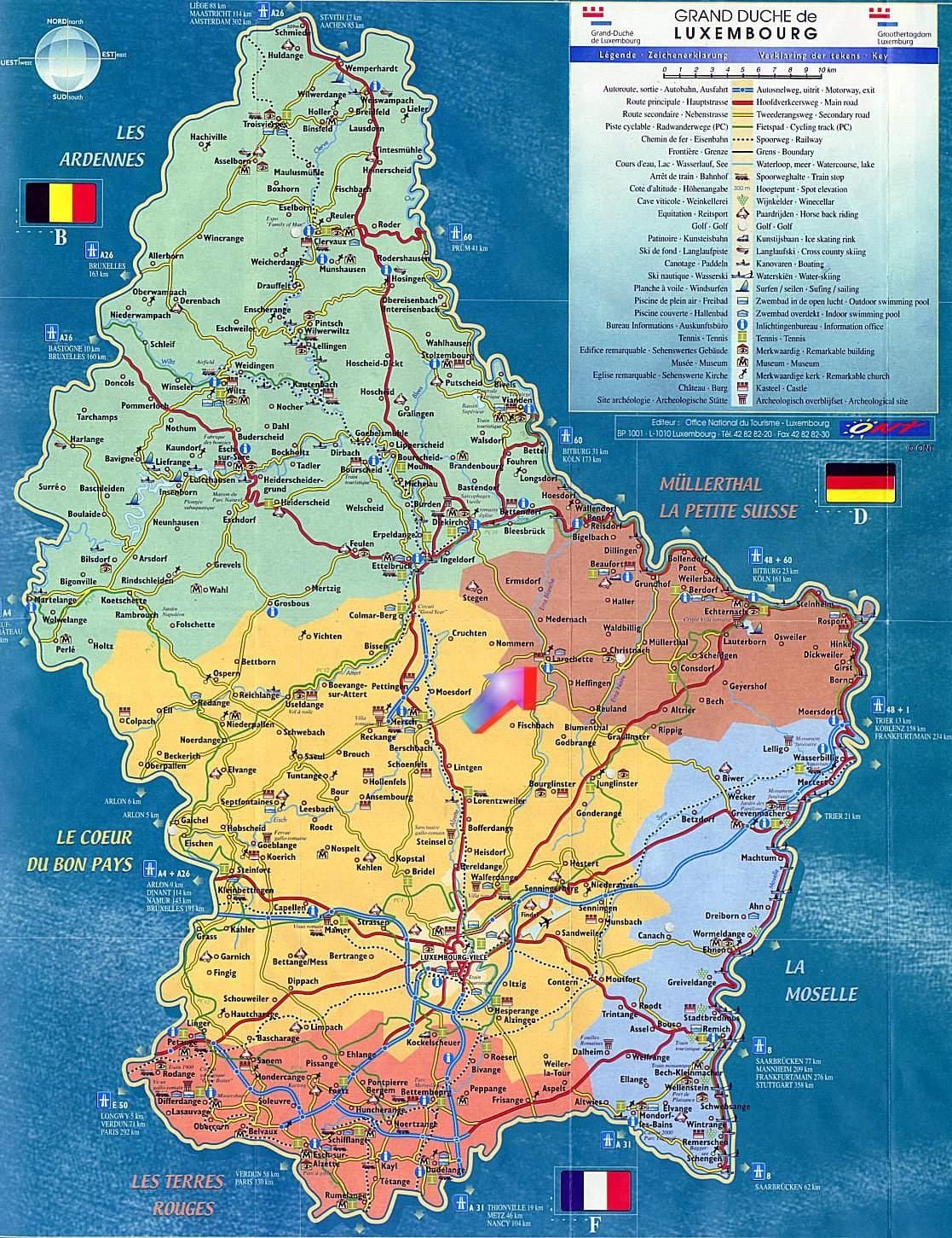 નકશો લક્ઝમબર્ગ પ્રવાસી આકર્ષણ નકશો