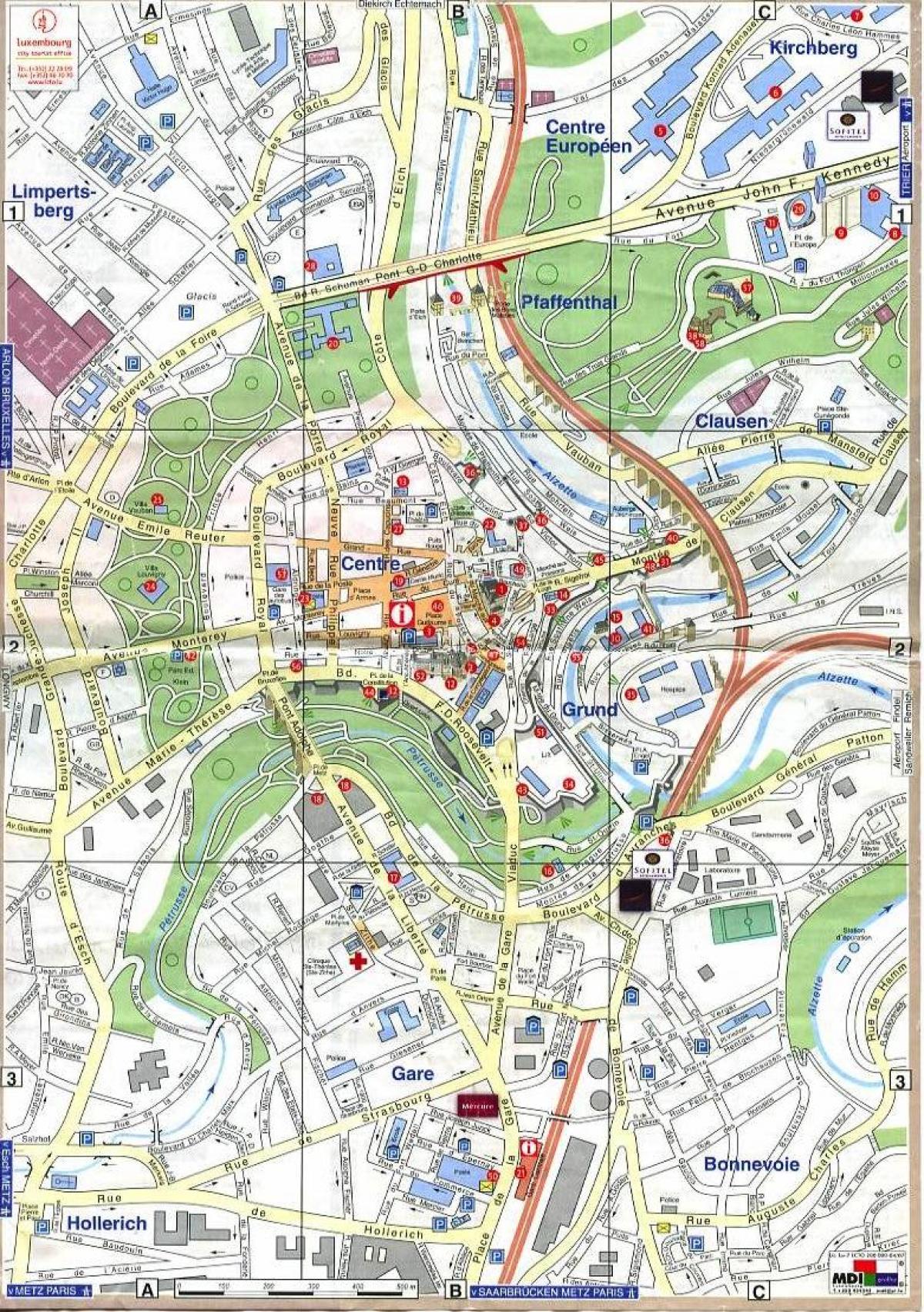 નકશો લક્ઝમબર્ગ ઓલ્ડ ટાઉન