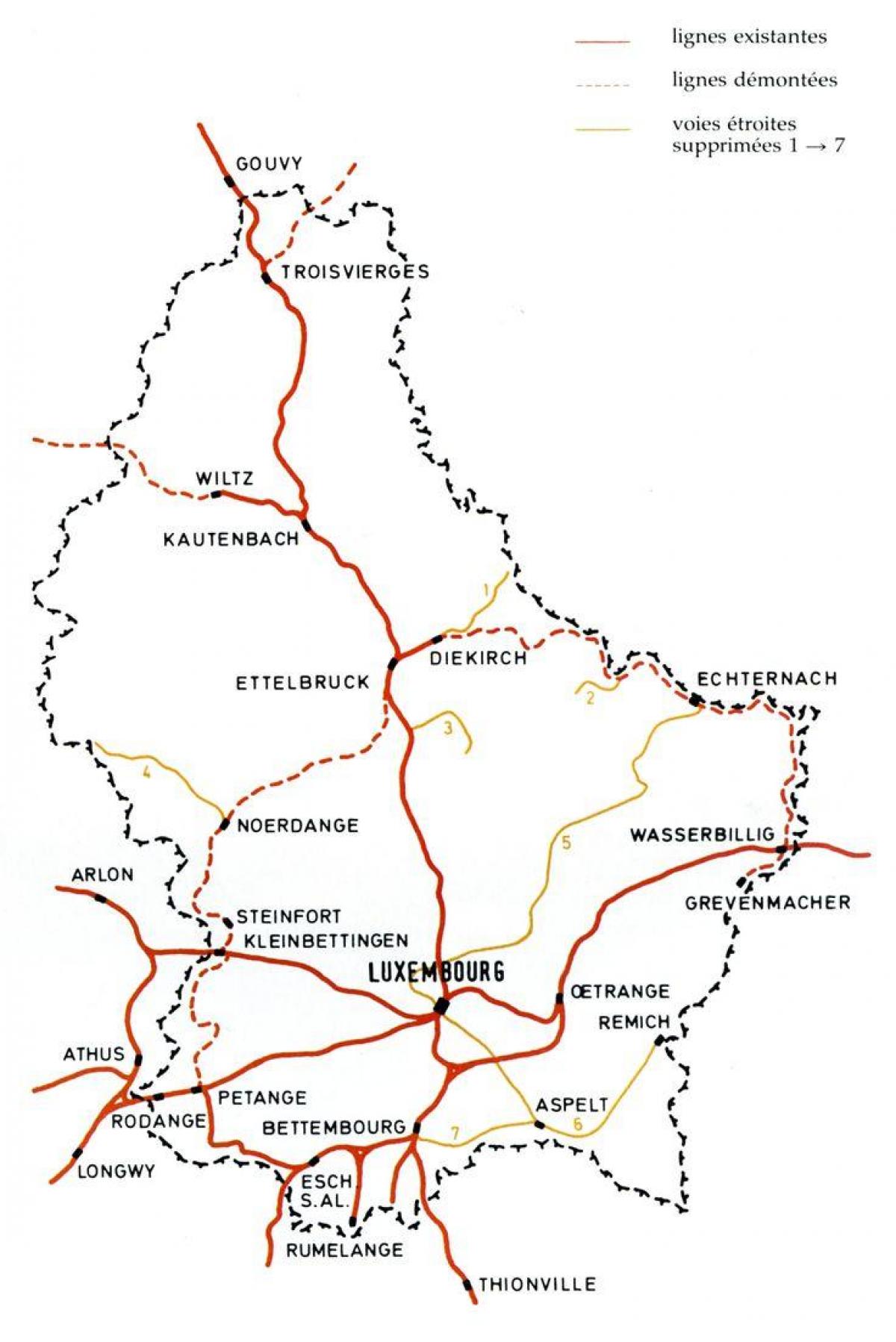 નકશો લક્ઝમબર્ગ ટ્રેન સ્ટેશન